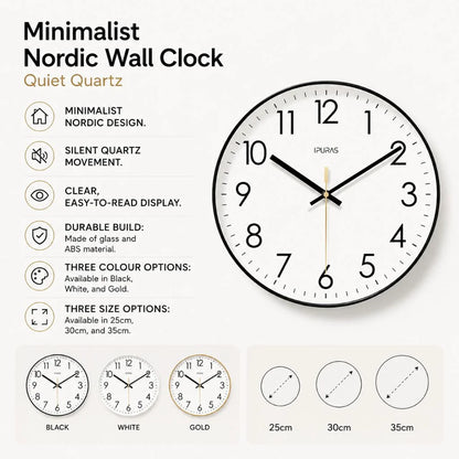 Mira Grote Wandklok - Zwart, Minimalistisch Scandinavisch Design 2