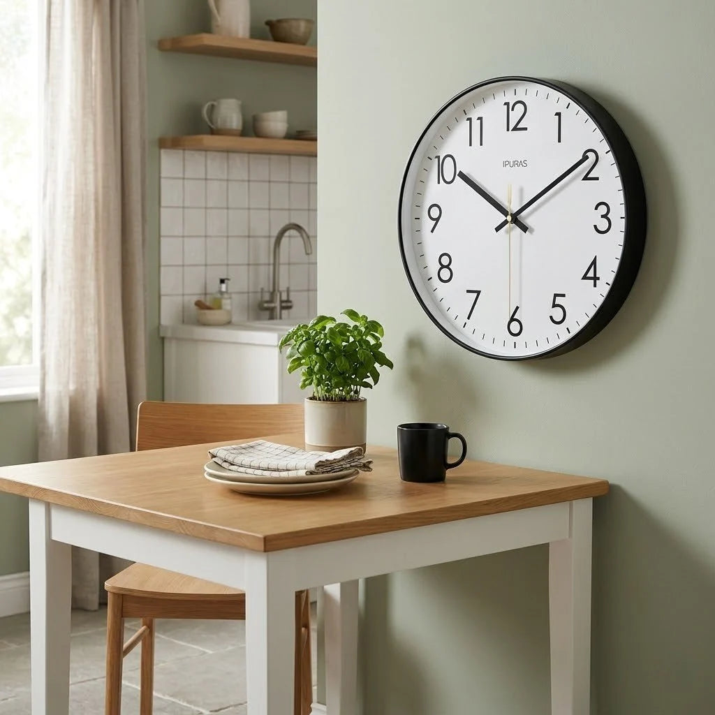 Mira Grote Wandklok - Zwart, Minimalistisch Scandinavisch Design 5