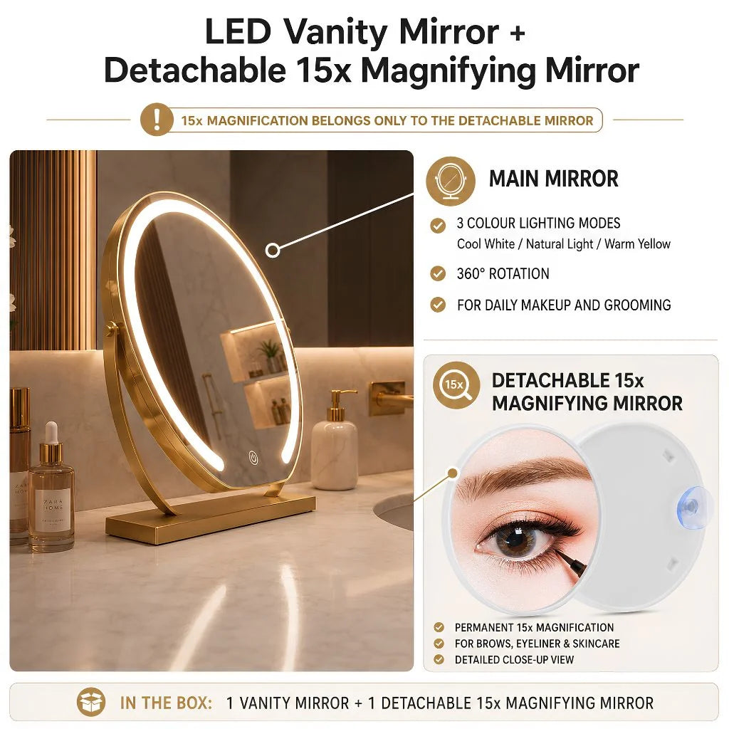 Mira Make-up Spiegel Met Licht - 15x Vergroting, Touchscreen Verlichting 2