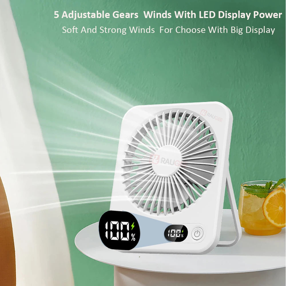 Mira Mini Ventilator - Draadloos, Opvouwbaar, 5 Snelheden 2