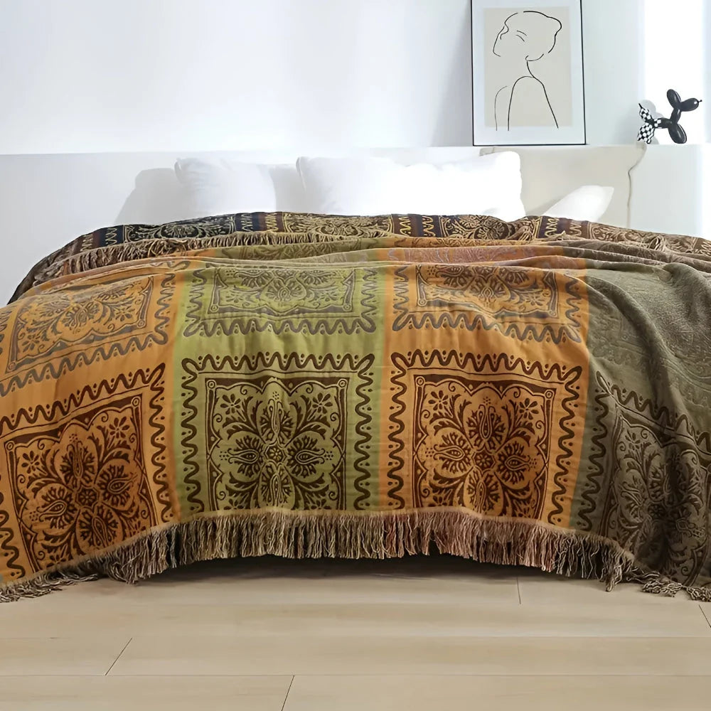 Mira Plaid - Katoen, Warme Deken voor op de Bank met Mandala Design 0