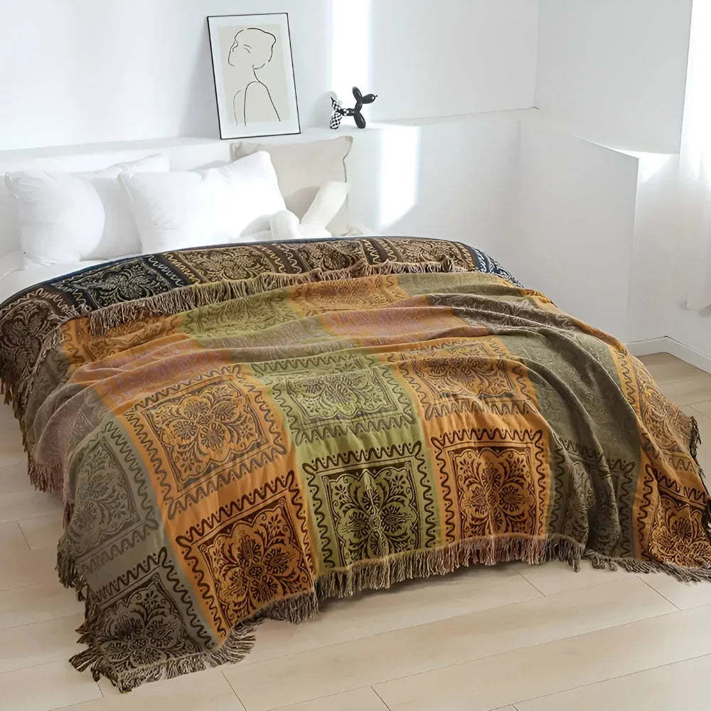 Mira Plaid - Katoen, Warme Deken voor op de Bank met Mandala Design 1