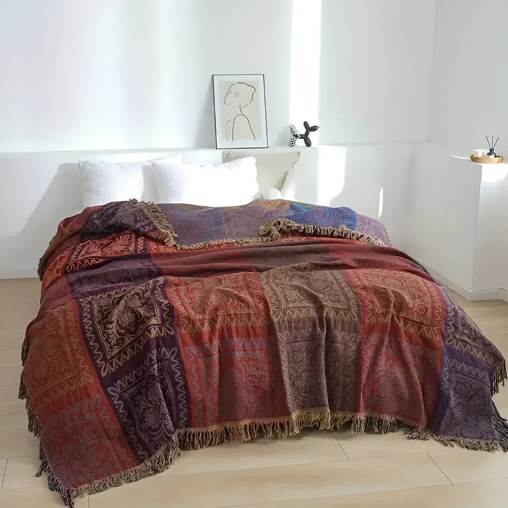 Mira Plaid - Katoen, Warme Deken voor op de Bank met Mandala Design 2
