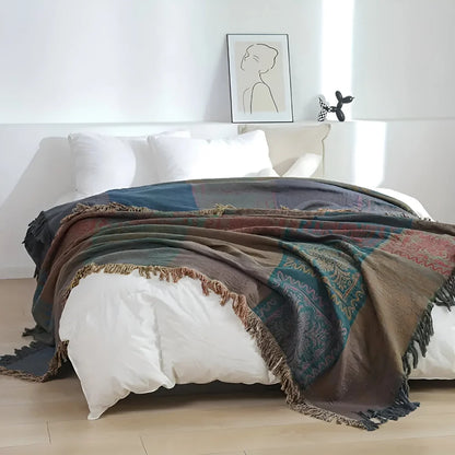 Mira Plaid - Katoen, Warme Deken voor op de Bank met Mandala Design 4