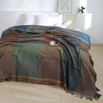 Mira Plaid - Katoen, Warme Deken voor op de Bank met Mandala Design 6