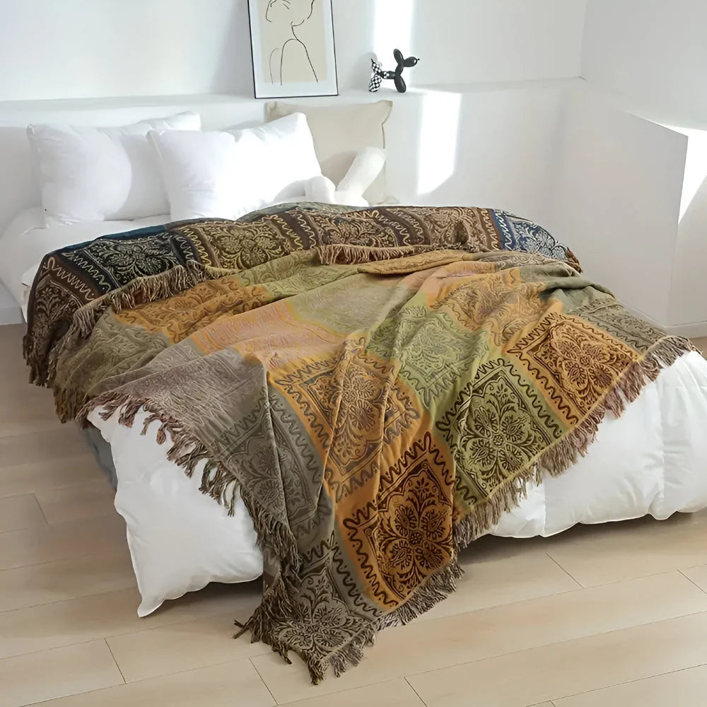 Mira Plaid - Katoen, Warme Deken voor op de Bank met Mandala Design 8