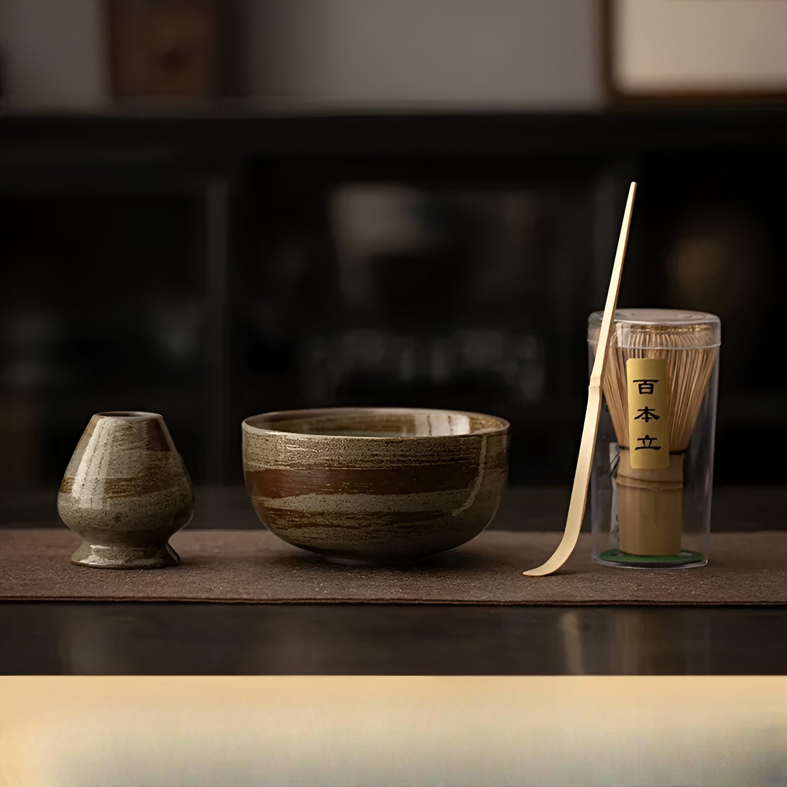 Miyako Tea Set - Bamboo and Ceramic, Traditional 4-Piece 0