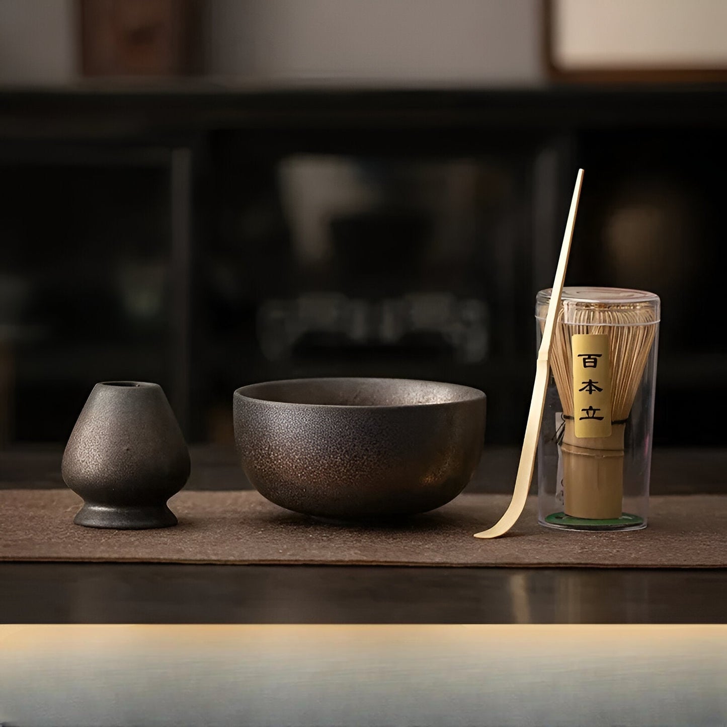 Miyako Tea Set - Bamboo and Ceramic, Traditional 4-Piece 4