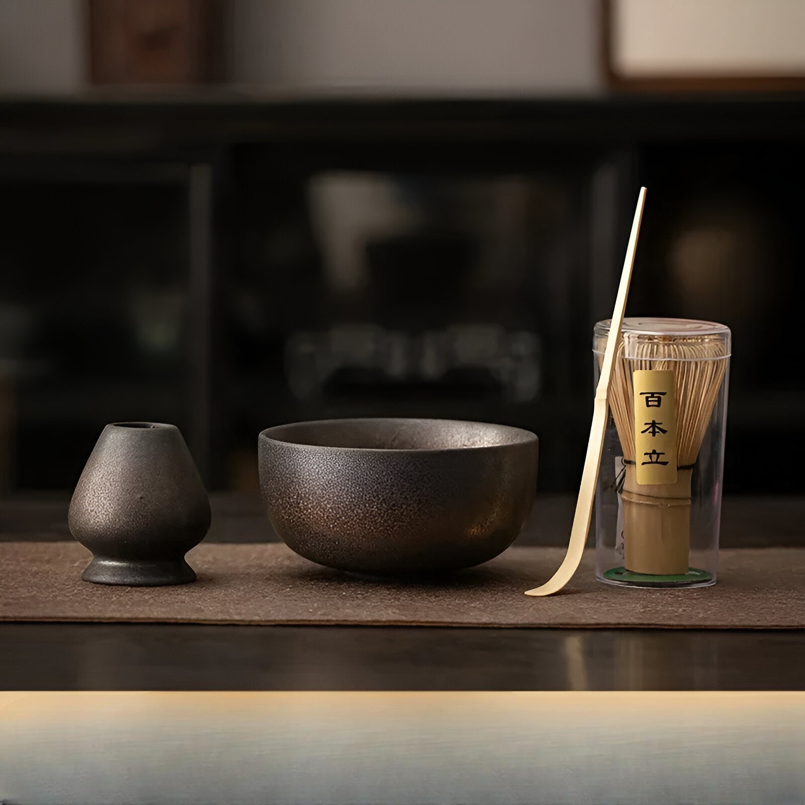 Miyako Tea Set - Bamboo and Ceramic, Traditional 4-Piece 4
