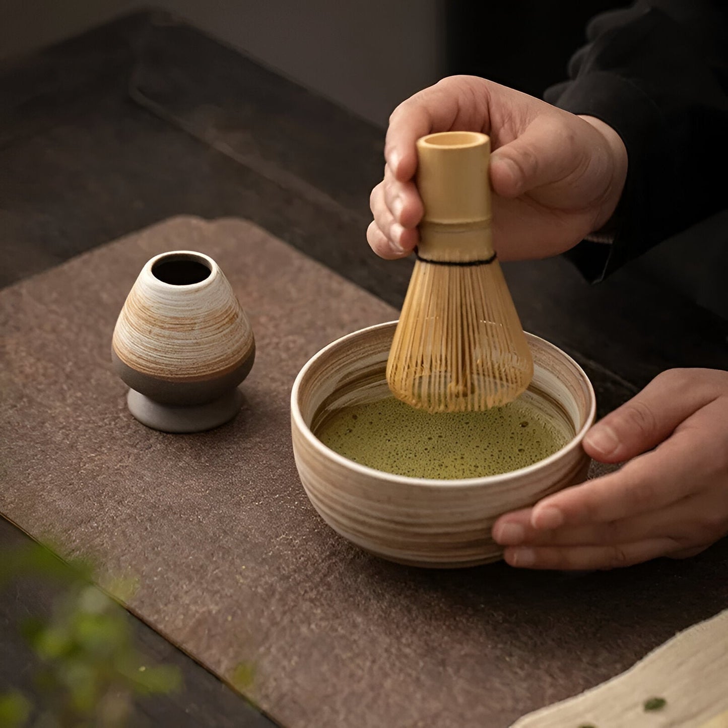 Miyako Tea Set - Bamboo and Ceramic, Traditional 4-Piece 5