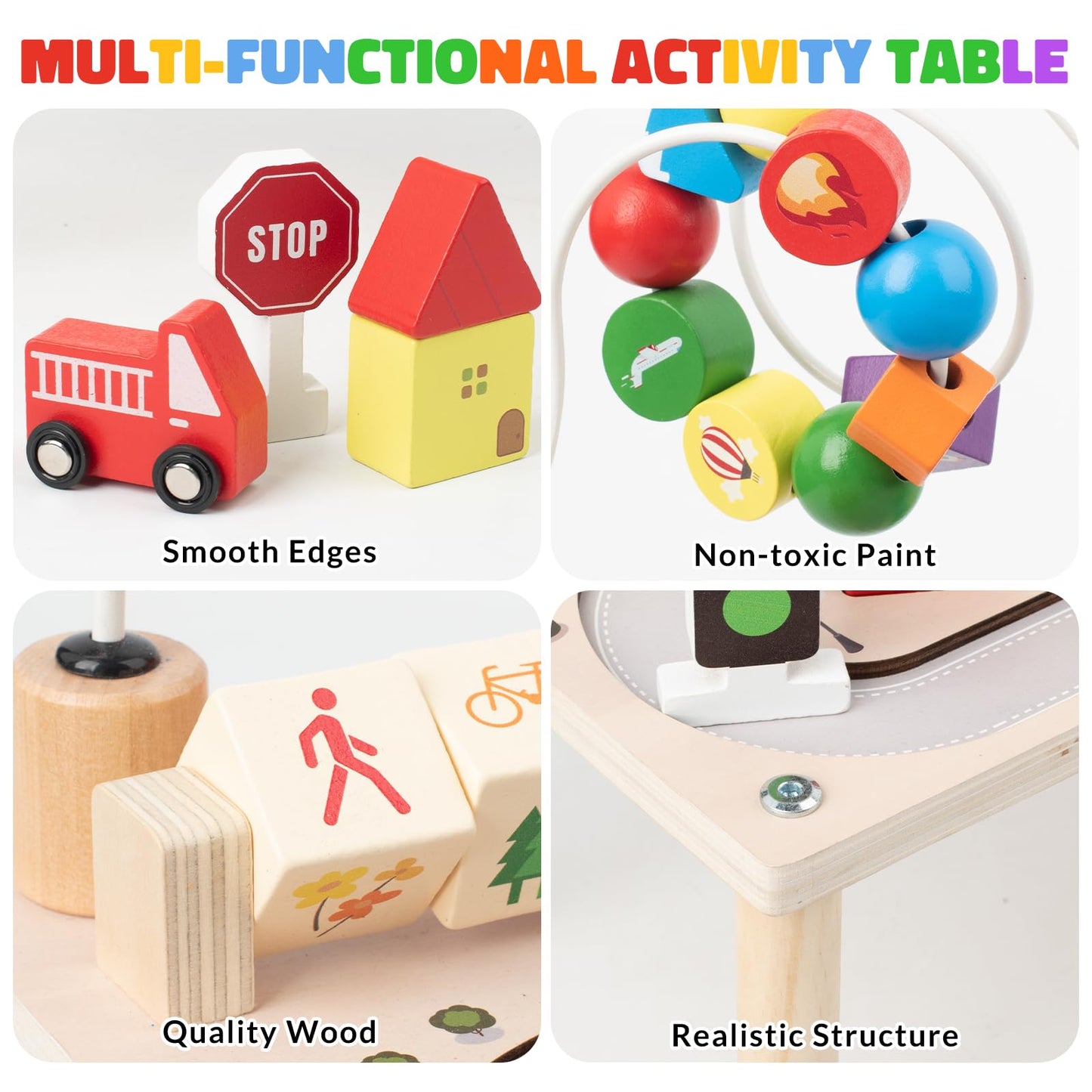 SpeelTafelix™ – Montessori Houten Speeltafel – 7-in-1 Educatief Motoriek Leer Speelgoed