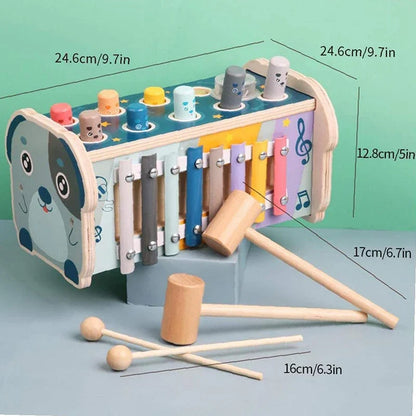 KlopKlank™ – Montessori 3-in-1 Hammerspel, Xylofoon Sorteerbox – Educatief Houten Speelgoed