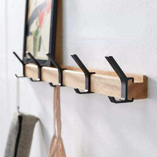 NordHookLine™ – Scandinavische Wandkapstok met Dubbele Haken – Ruimtebesparende Hal Organizer
