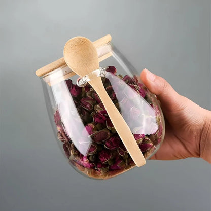 Natura Glazen Pot - Glas met Houten Deksel, Luchtdicht en Inclusief Lepel 4