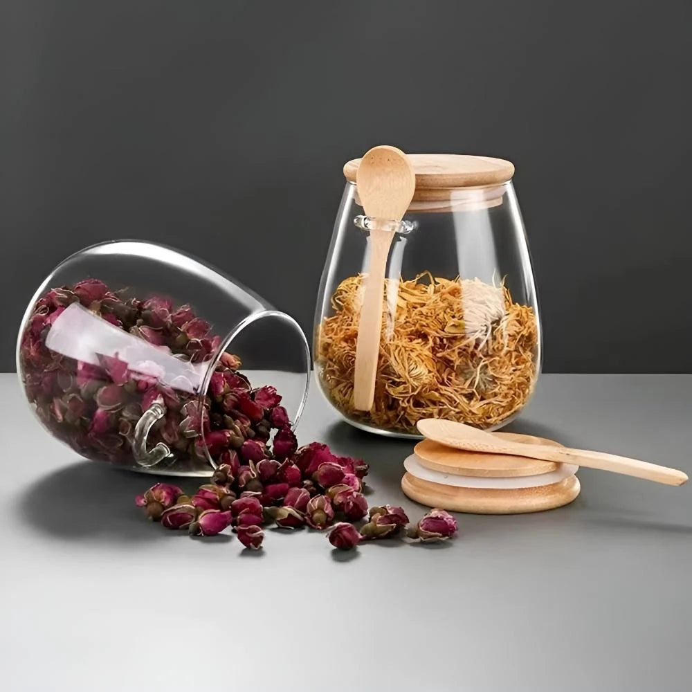 Natura Glazen Pot - Glas met Houten Deksel, Luchtdicht en Inclusief Lepel 5