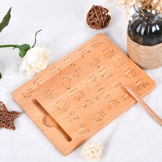AlphaTrace™ – Montessori Houten Oefenbord – Educatief Alfabet Leren