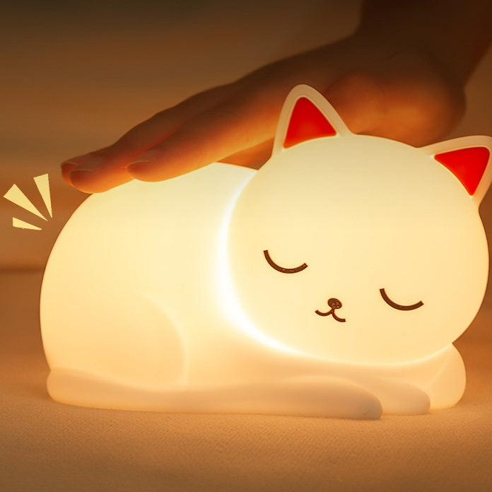 SlaapPoes™ – Siliconen Katten Nachtlamp – Zachte LED Sfeerverlichting