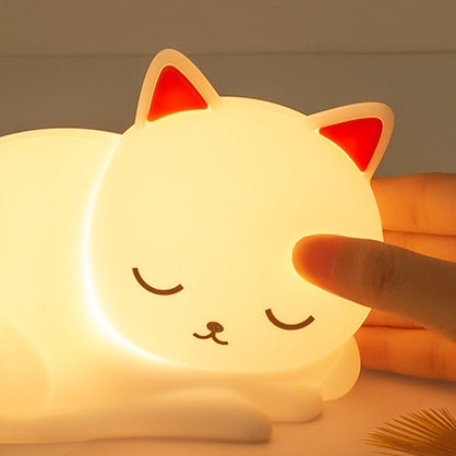 SlaapPoes™ – Siliconen Katten Nachtlamp – Zachte LED Sfeerverlichting