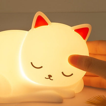 SlaapPoes™ – Siliconen Katten Nachtlamp – Zachte LED Sfeerverlichting