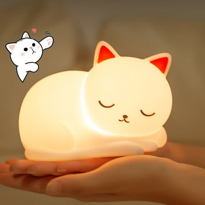 SlaapPoes™ – Siliconen Katten Nachtlamp – Zachte LED Sfeerverlichting