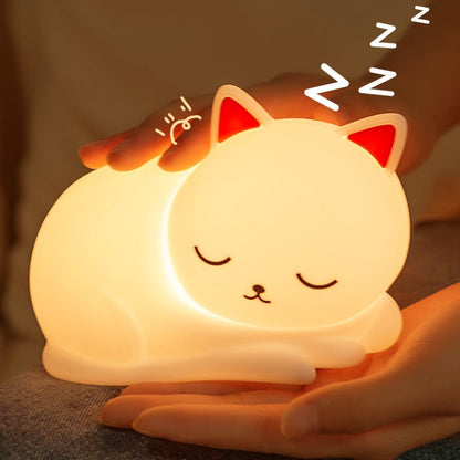 SlaapPoes™ – Siliconen Katten Nachtlamp – Zachte LED Sfeerverlichting