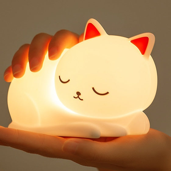 SlaapPoes™ – Siliconen Katten Nachtlamp – Zachte LED Sfeerverlichting