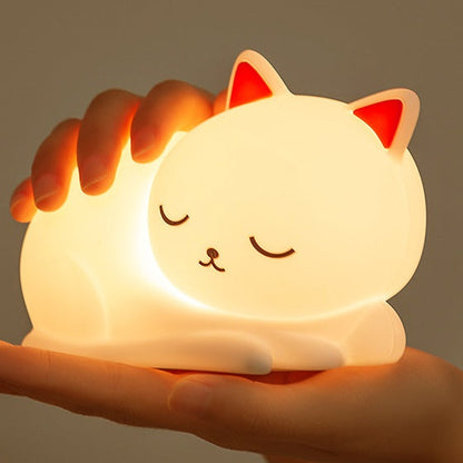 SlaapPoes™ – Siliconen Katten Nachtlamp – Zachte LED Sfeerverlichting