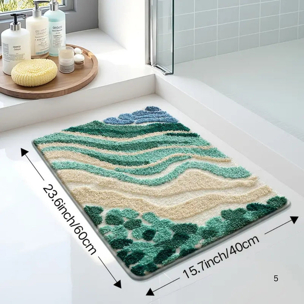 Oceana Badmat Antislip - Pluche, Golvend Patroon, 60x90 cm 0