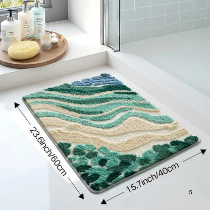 Oceana Badmat Antislip - Pluche, Golvend Patroon, 60x90 cm 0