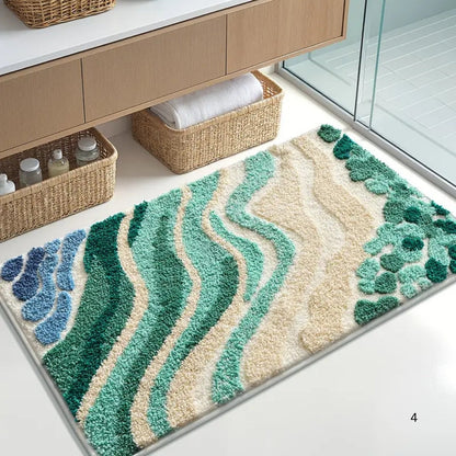 Oceana Badmat Antislip - Pluche, Golvend Patroon, 60x90 cm 1