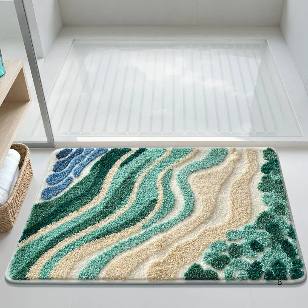 Oceana Badmat Antislip - Pluche, Golvend Patroon, 60x90 cm 2