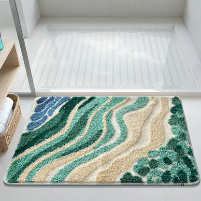 Oceana Badmat Antislip - Pluche, Golvend Patroon, 60x90 cm 2