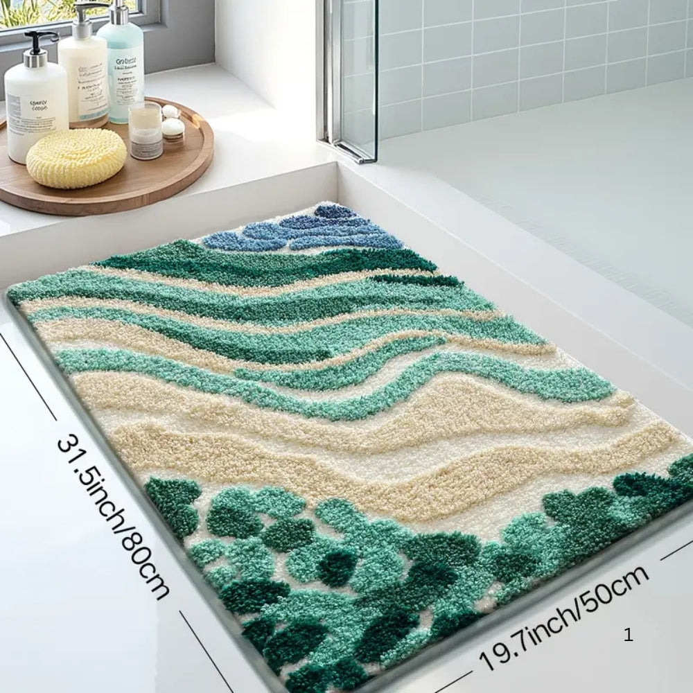 Oceana Badmat Antislip - Pluche, Golvend Patroon, 60x90 cm 4
