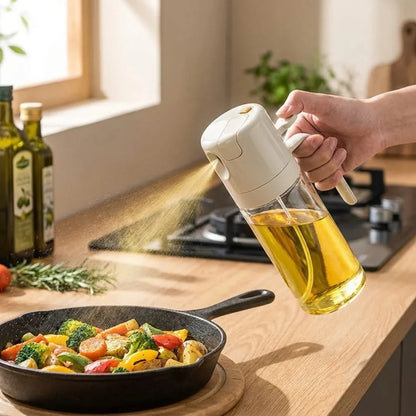 Olea 2-in-1 Oliedispenser - Borosilicaatglas, Spray en Schenkfunctie 1