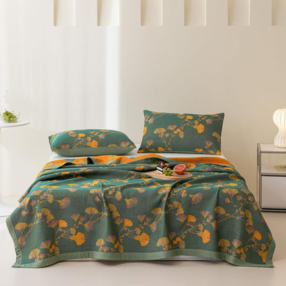Olina Bedsprei - Katoenen Jacquard, Omkeerbaar Bloemenpatroon 0