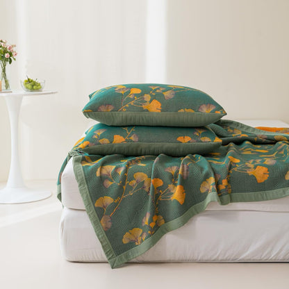 Olina Bedsprei - Katoenen Jacquard, Omkeerbaar Bloemenpatroon 1