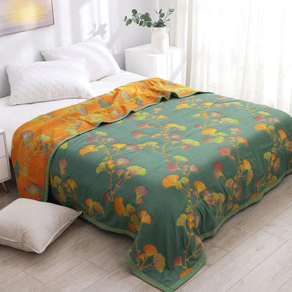 Olina Bedsprei - Katoenen Jacquard, Omkeerbaar Bloemenpatroon 4