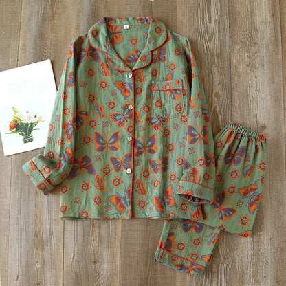 Olina Loungewearset - Katoen, Vintage Vlinderprint 0