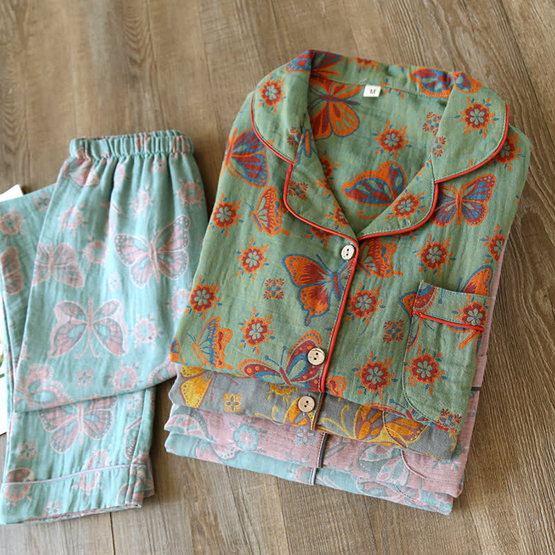 Olina Loungewearset - Katoen, Vintage Vlinderprint 1
