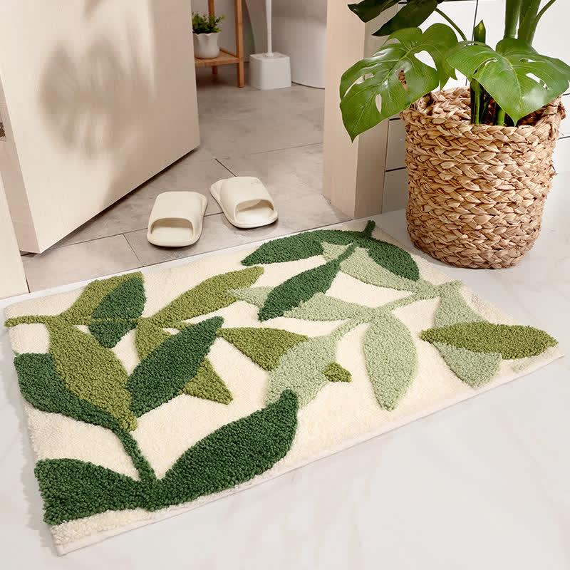 Olivan Vloerkleed - Antislip, Zacht Polyester met Groene Bladprint 2