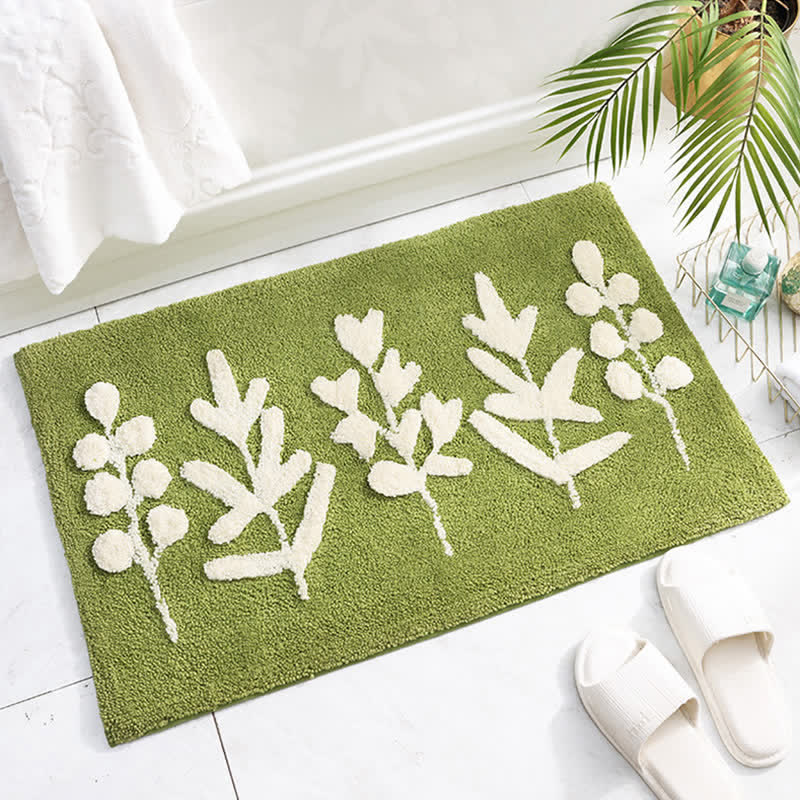 Olivan Vloerkleed - Antislip, Zacht Polyester met Groene Bladprint 7
