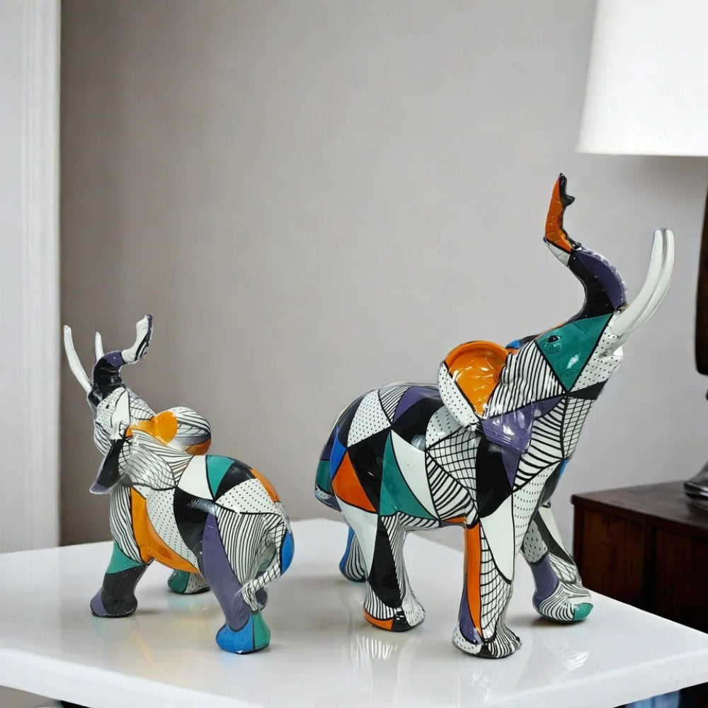 Olivio Olifant Beeldje - Handgeschilderd, Geometrisch Design 1