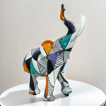Olivio Olifant Beeldje - Handgeschilderd, Geometrisch Design 3