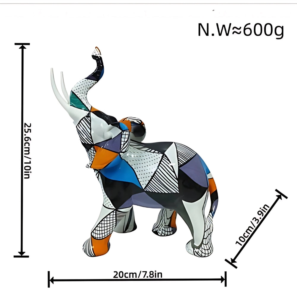 Olivio Olifant Beeldje - Handgeschilderd, Geometrisch Design 6