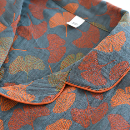 Oriana Loungewearset - Gekamd Katoen, Uniek Ginkgobladpatroon 6