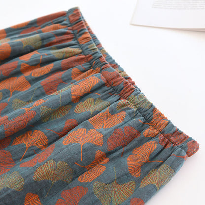 Oriana Loungewearset - Gekamd Katoen, Uniek Ginkgobladpatroon 8