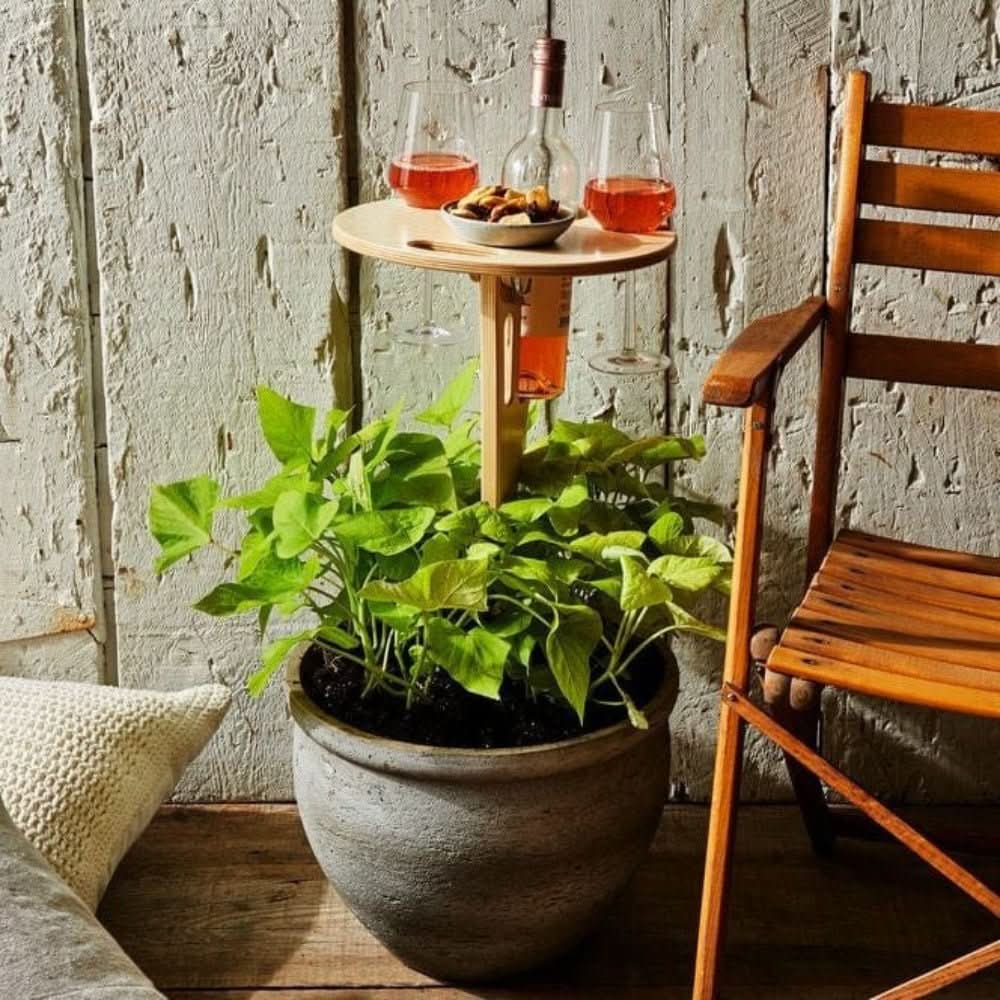 VinoStake™ – Draagbare Wijn Picknicktafel – Stevige Glashouders & Snackplateau