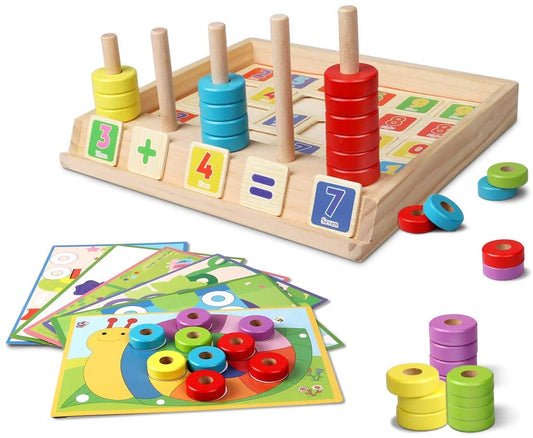 BrightCount™ - Kleurrijk leren tellen en rekenen - Houten rekenspel