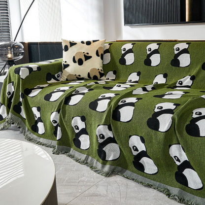 Panda Luxe Bankhoes - Microvezel, Omkeerbaar Design met Franjeranden 0