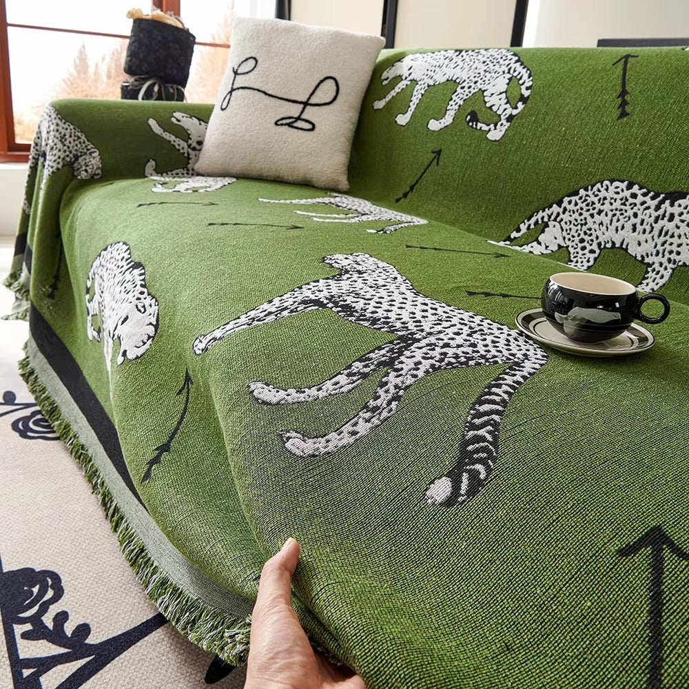 Panda Luxe Bankhoes - Microvezel, Omkeerbaar Design met Franjeranden 1